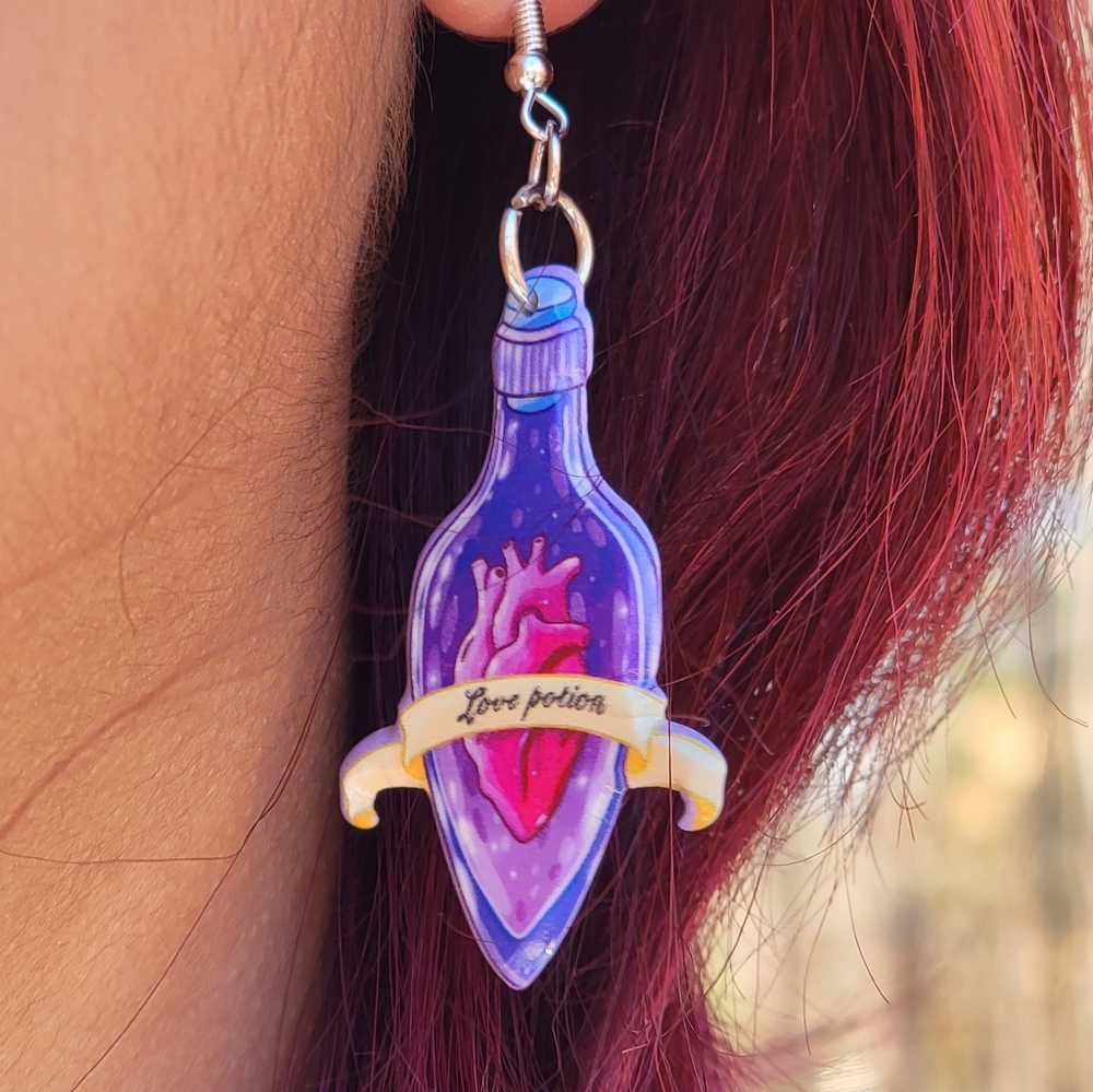 Capture Your Heart Earrings | Love Potion Heart Acrylic Anime Emo Bubble…